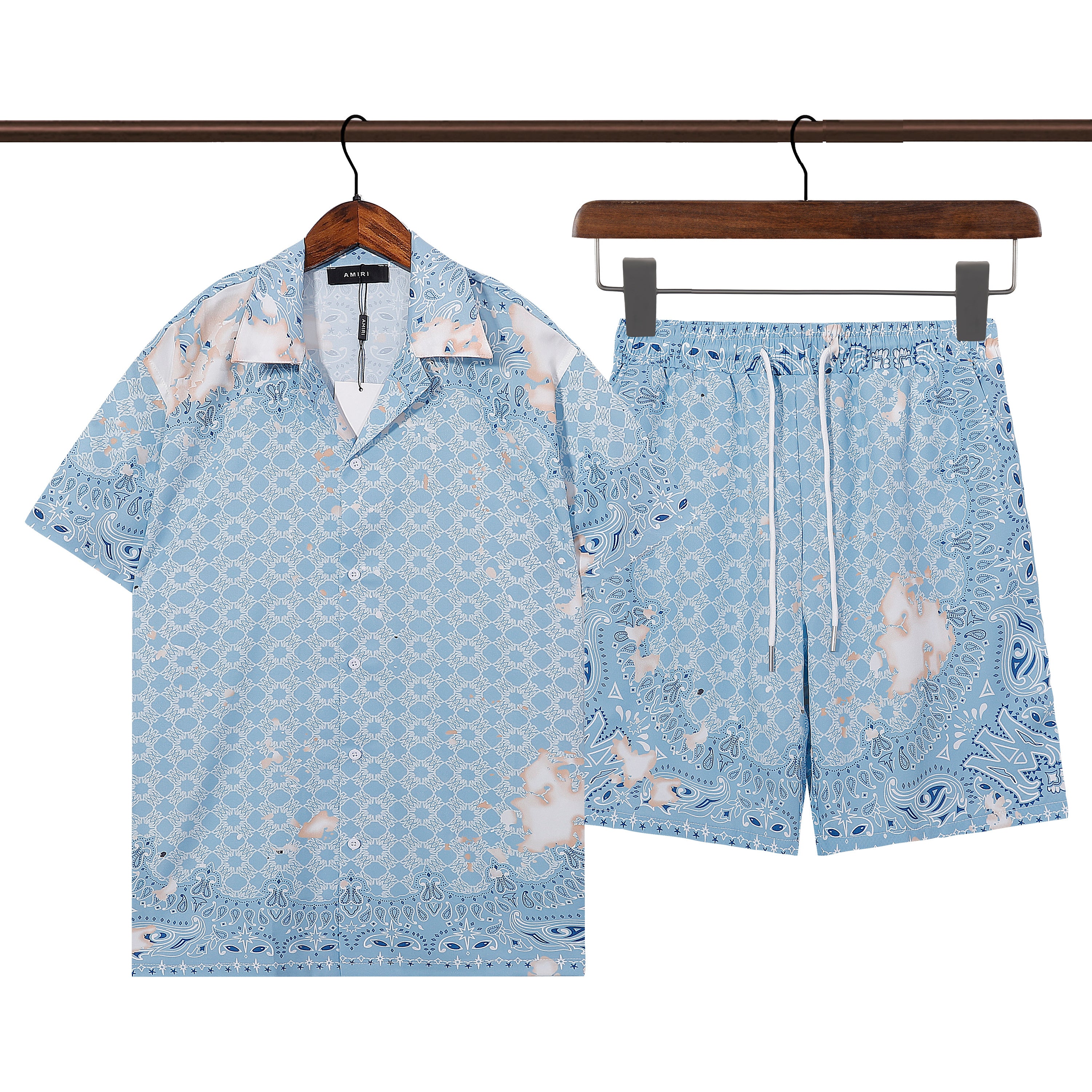 AMIRI 2025 Spring and early spring silk shorts and shirt suit