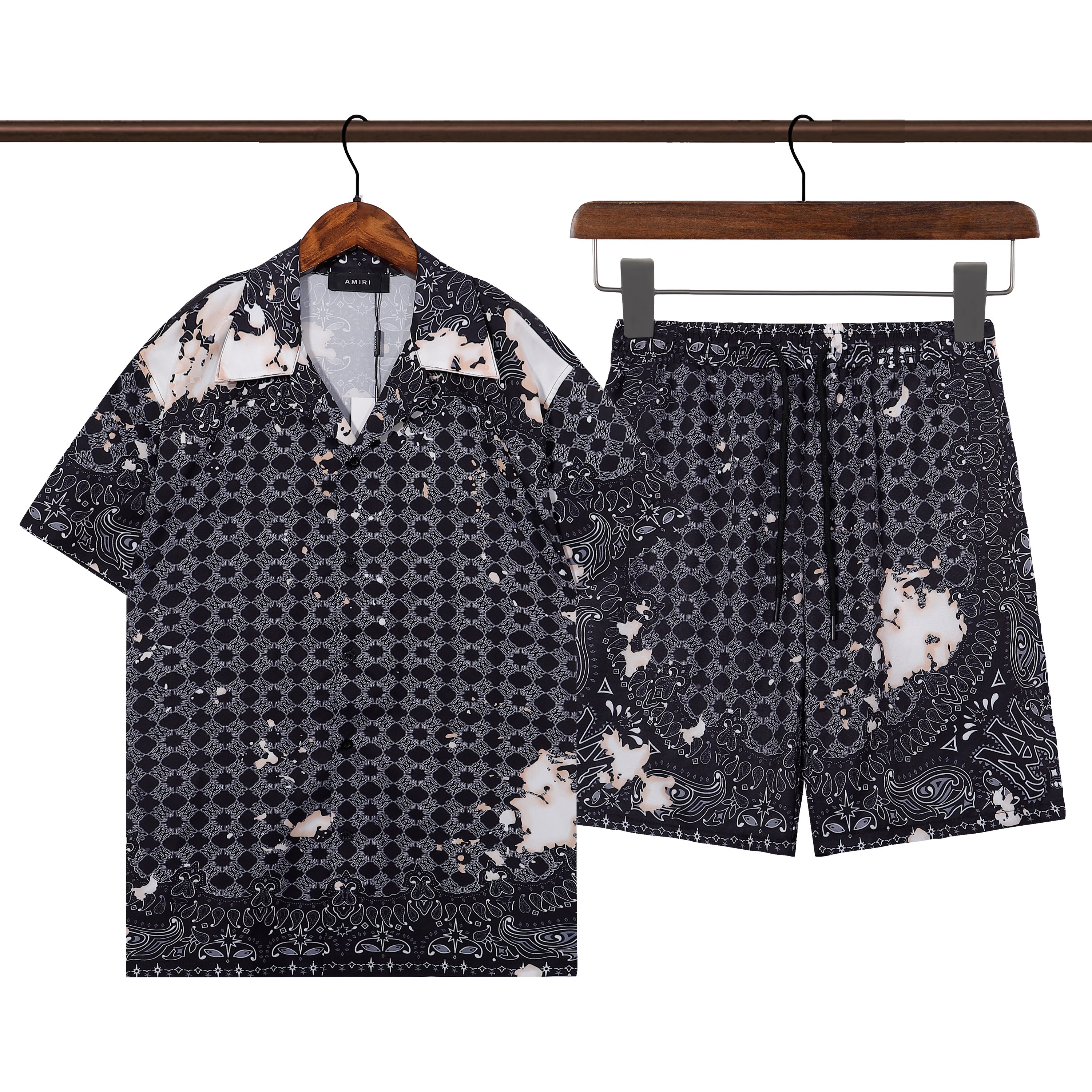 AMIRI 2025 Spring and early spring silk shorts and shirt suit